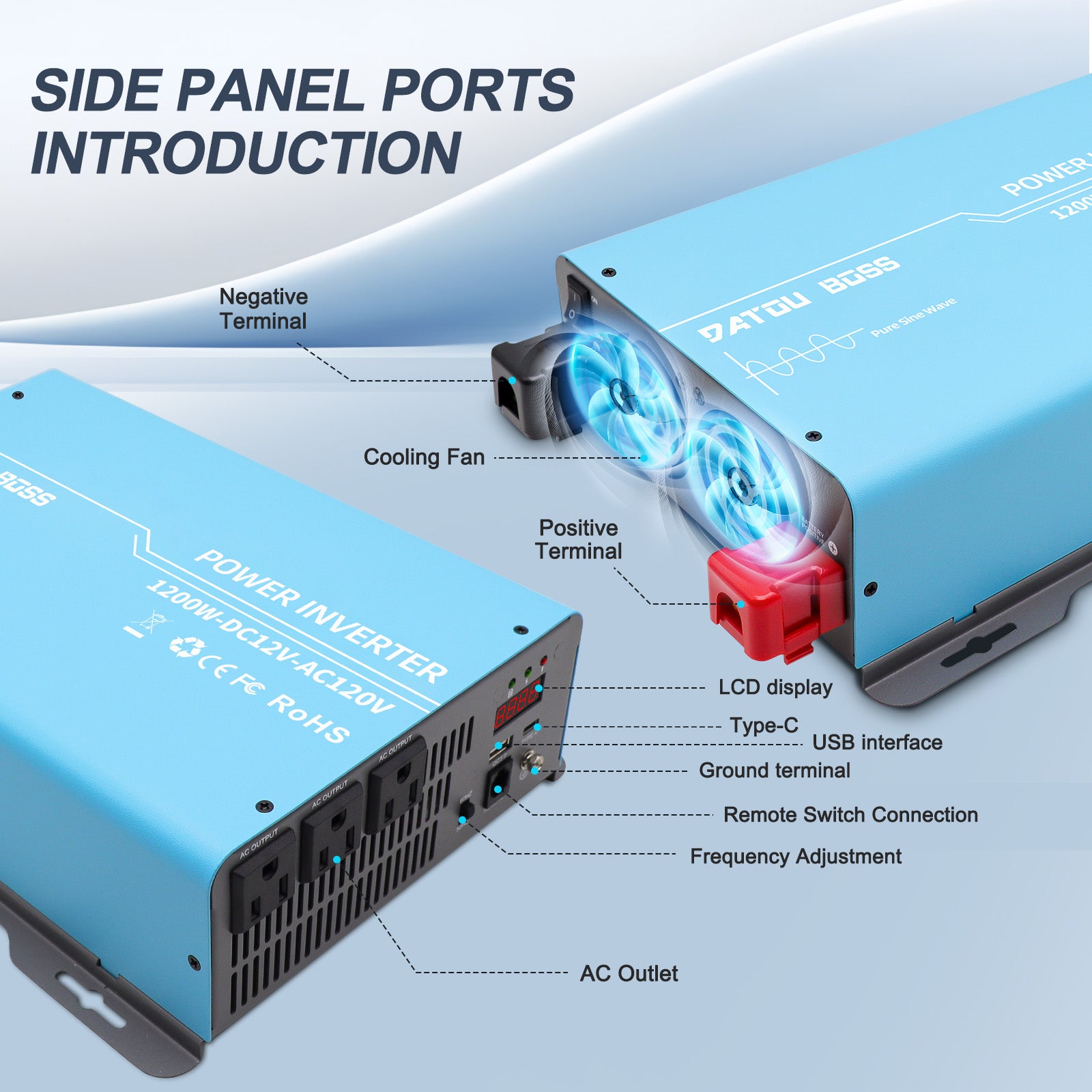DATOUBOSS Rechargeable Lifepo4 Batteries Voltage Converters Inverter