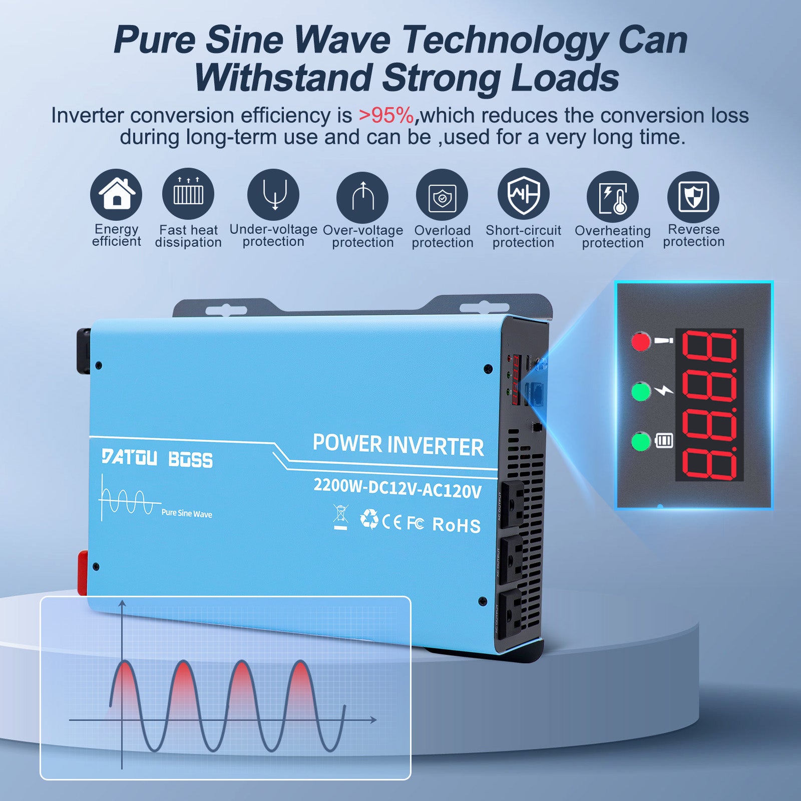 DATOUBOSS Rechargeable Lifepo4 Batteries Voltage Converters Inverter