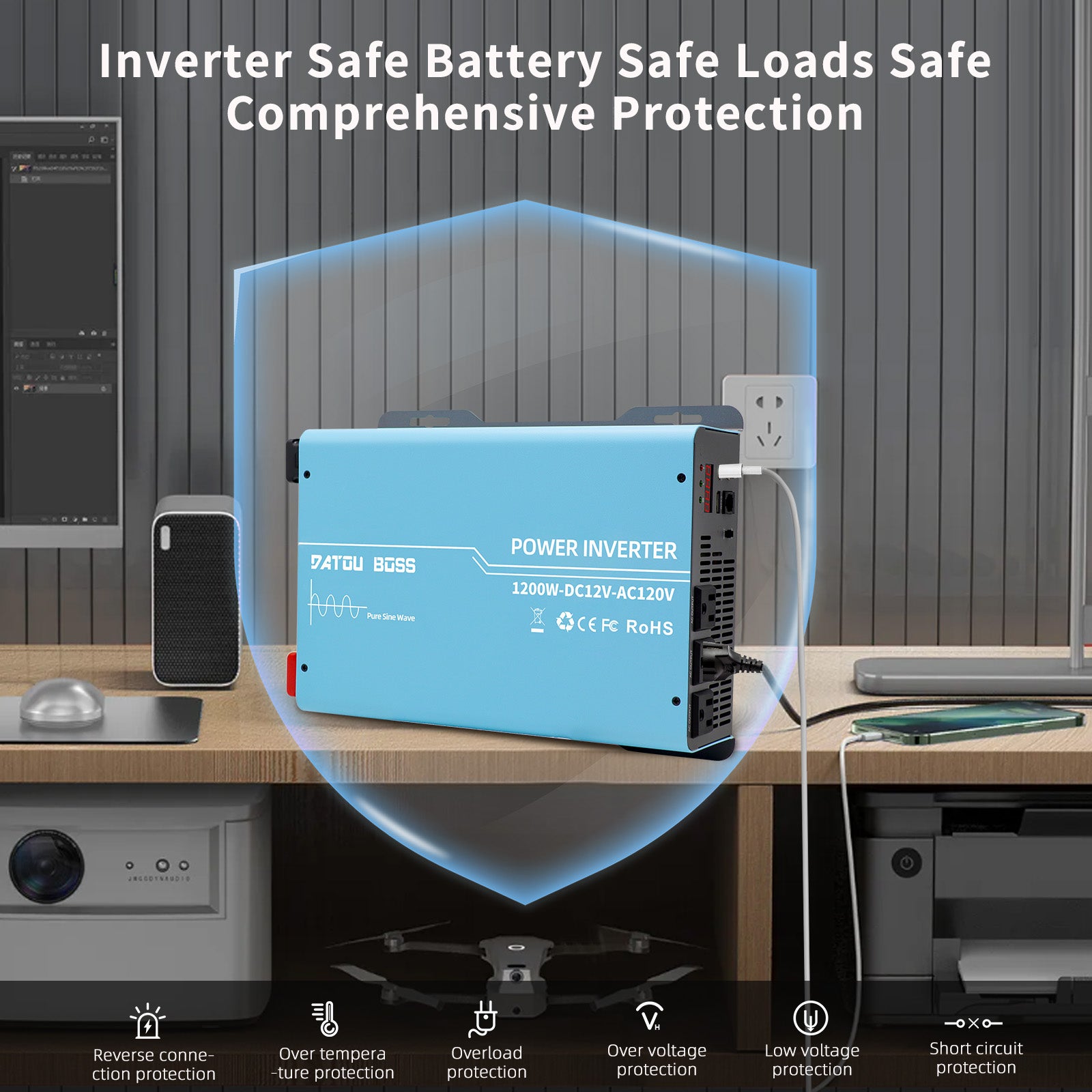 DATOUBOSS Rechargeable Lifepo4 Batteries Voltage Converters Inverter