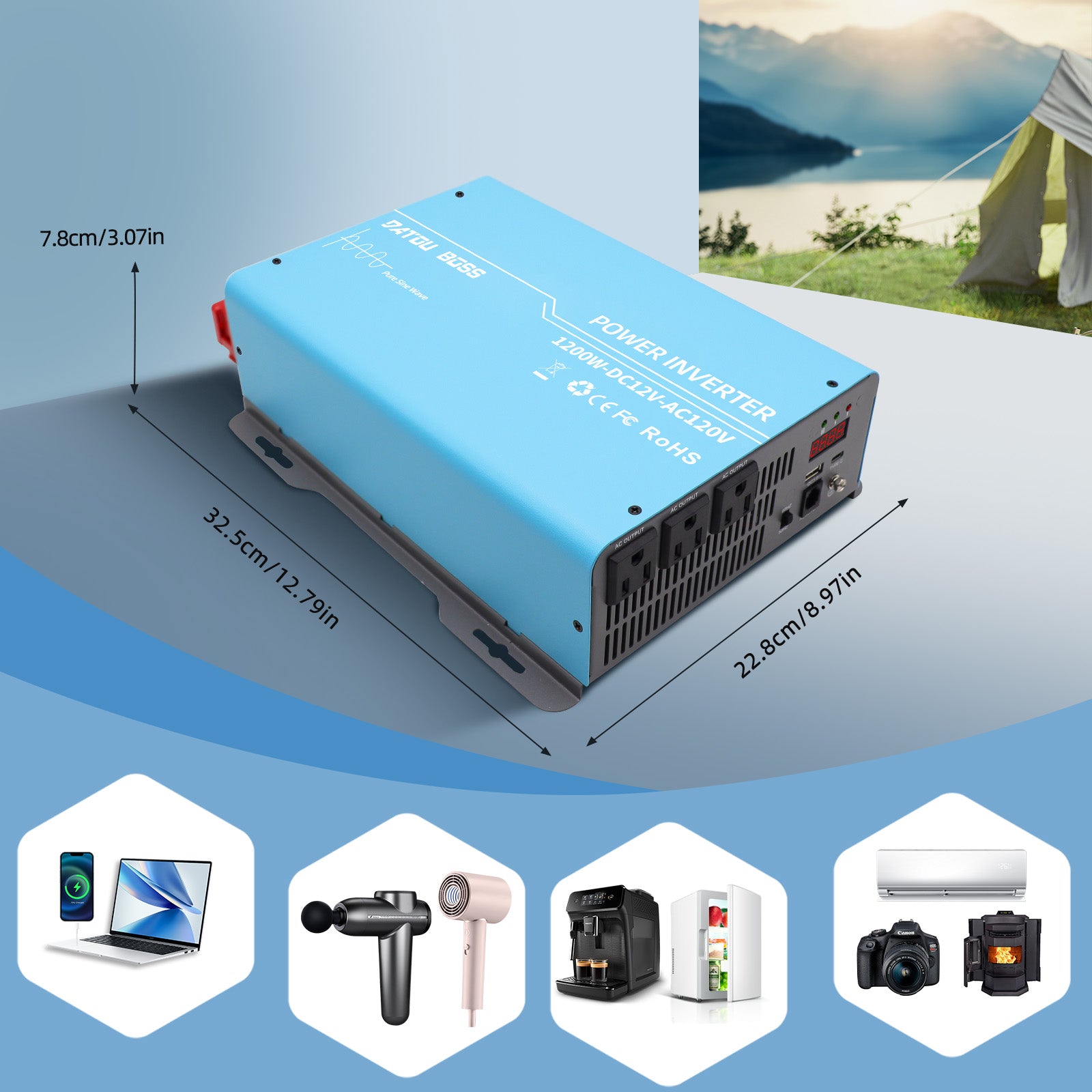DATOUBOSS Rechargeable Lifepo4 Batteries Voltage Converters Inverter