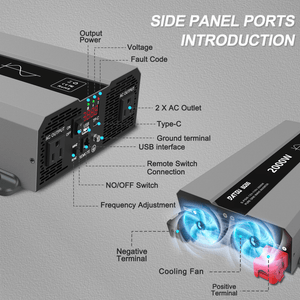 DATOUBOSS 2000W Pure Sine Wave Inverter, Car Power Inverter 12V to 120V AC Converter for RV, Truck, Solar, OutdoorL, Home with Dual AC and 20A Socket, 5V 2.1A USB, PD, Peak Surge 4000W, Remote Controller - DATOUBOSS Rechargeable Lifepo4 Batteries Voltage Converters InverterSP-DT-SAK2000W-12V-A-US