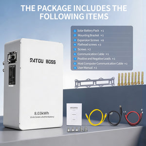 DATOUBOSS 24V 314Ah LiFePO4 Battery, 8kWh Solar Energy Storage System with 150A BMS, Metal Case for Home Energy Storage, Solar, RV & Off-Grid Backup Power - DATOUBOSSSPB12D24314A01