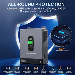 DATOUBOSS 3300W Hybrid Inverter 24V, Hybrid Solar Inverter On Grid, Supports Battery-Free Operation, 24V DC to 120V AC, BMS Protection System, with 150A MPPT for 24V Batteries - DATOUBOSSSP-B17-DT-2433U-A