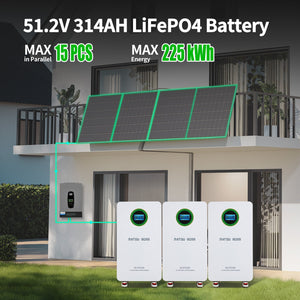 DATOUBOSS 51.2V 314Ah battery supports up to 15 units in parallel, expanding total energy to 225kWh