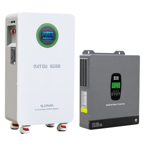 DATOUBOSS 48V 314Ah LiFePO4 Battery 16kWh + 6300W 48V Hybrid Solar Inverter, 210A BMS, Dual MPPT 10kW PV Input, 120A Charging, Off-Grid/Grid-Tied/UPS 3-in-1, HD LCD Display & Removable Dust Filter, for Home Backup, Solar Storage, RV & Off-Grid - DATOUBOSSSP-DT-48314-4863U-A