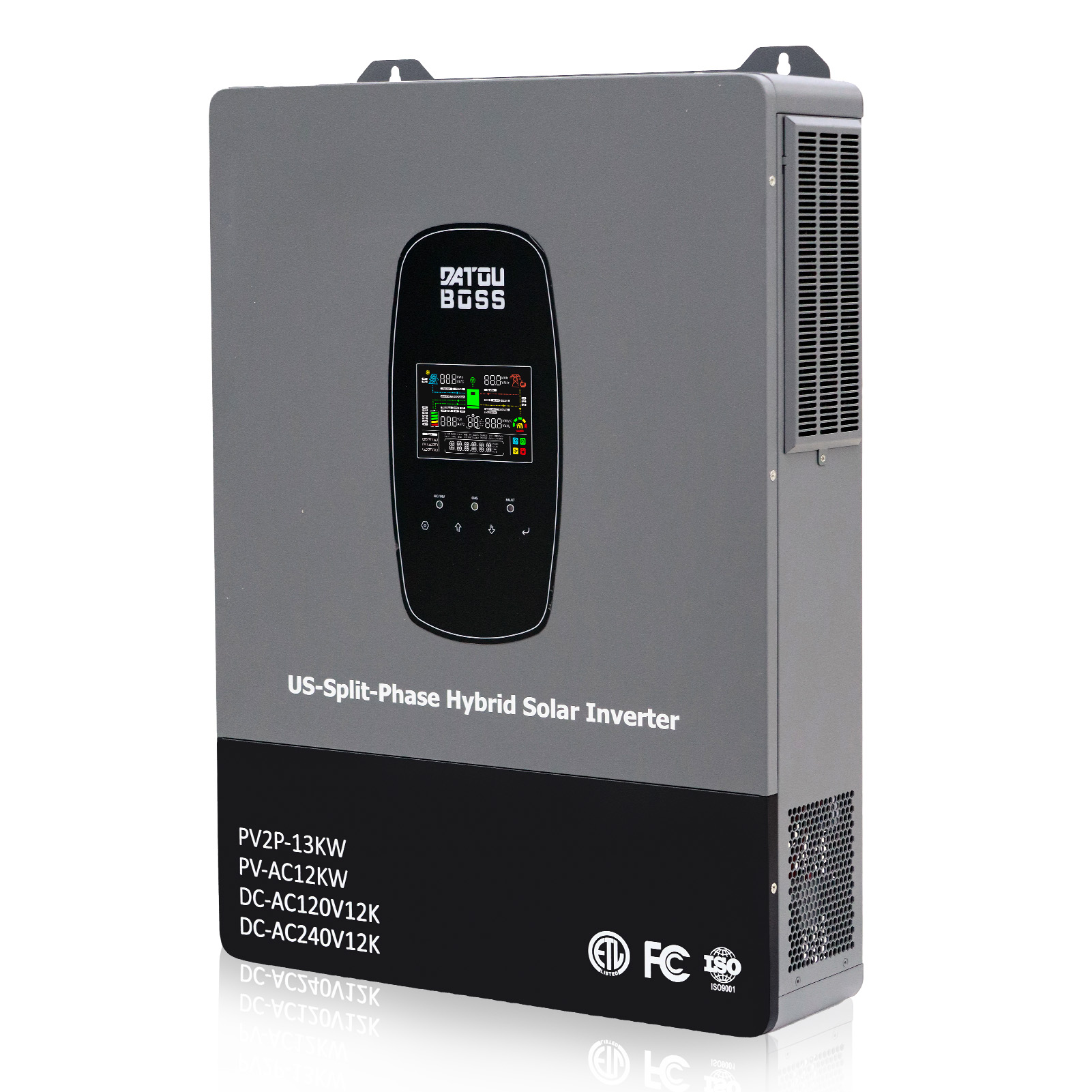 DATOUBOSS 12KW 48V Hybrid Inverter,Single Phase 120V & Split Phase 240V Output, Suitable for Residential, Commercial, and Off-Grid Solar Systems