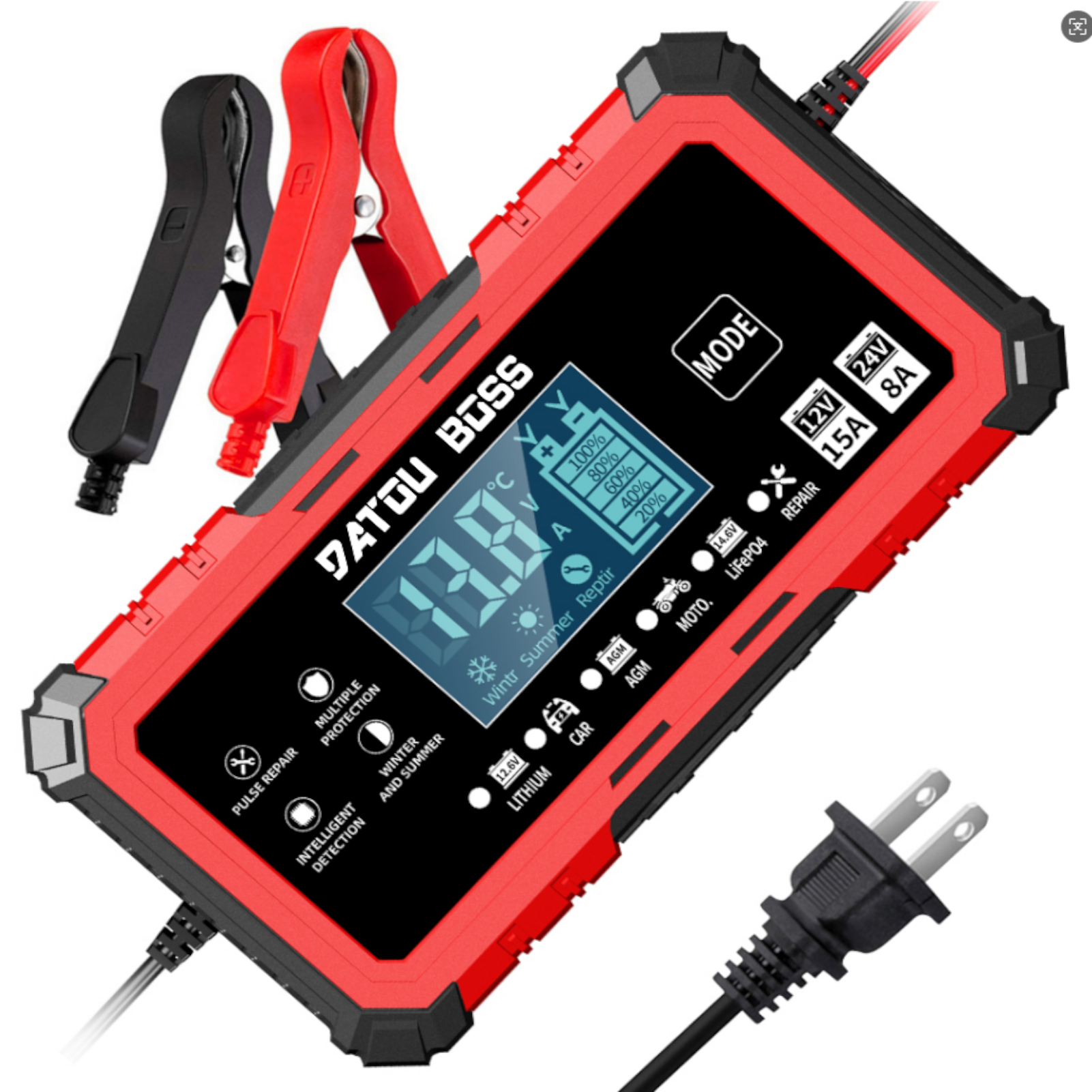 DATOUBOSS 12V15A-24V8A Smart Battery Charger (US Standard)
