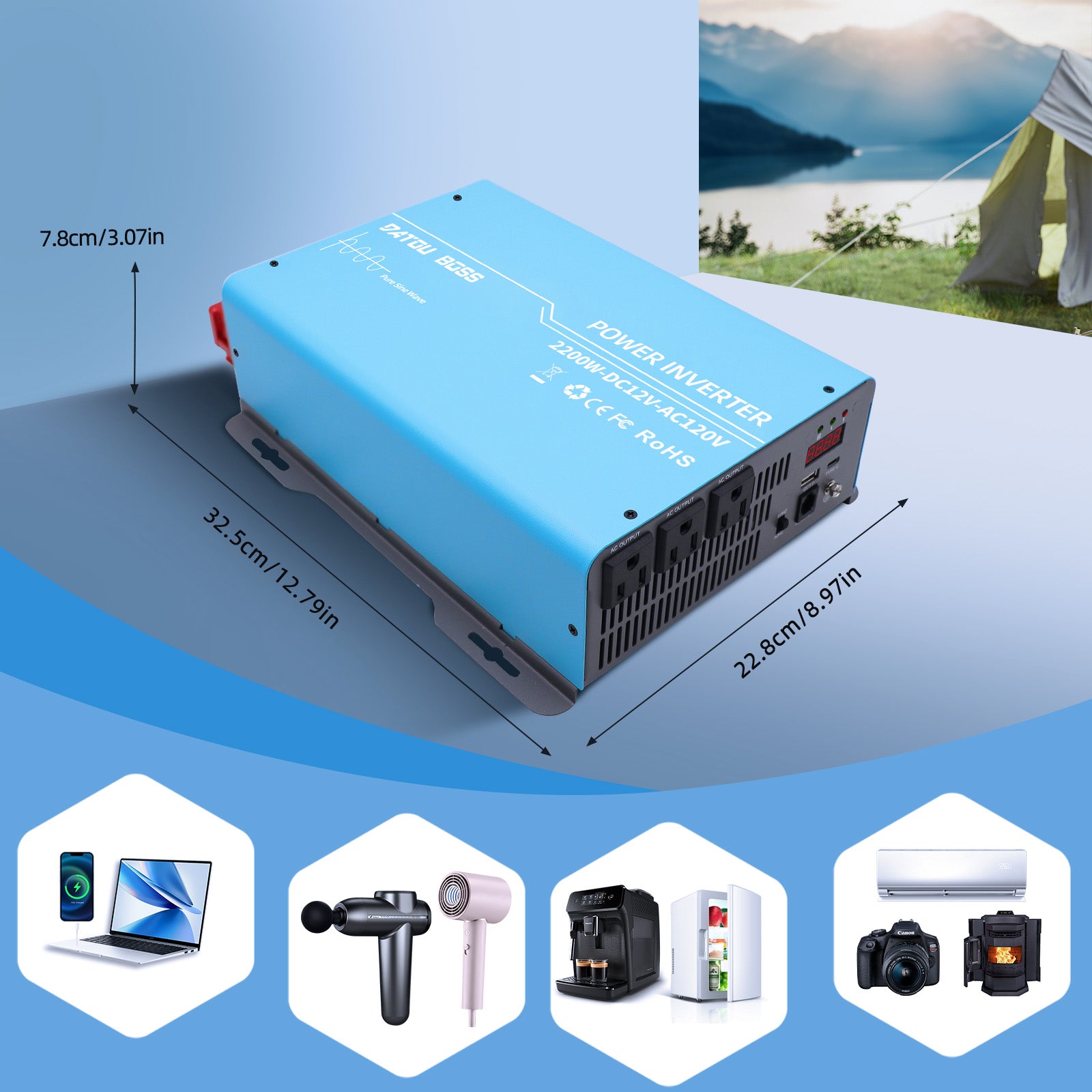 DATOUBOSS Rechargeable Lifepo4 Batteries Voltage Converters Inverter