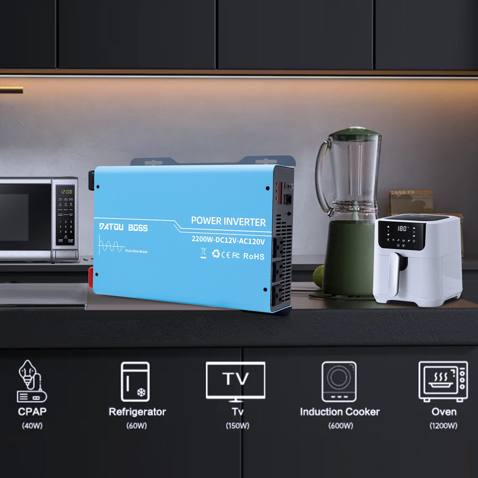 DATOUBOSS Rechargeable Lifepo4 Batteries Voltage Converters Inverter