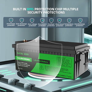 DATOUBOSS LiFePO4 battery 12.8V 300Ah with built in BMS overcharge overload protection