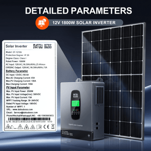 DATOUBOSS 1800W 12V Hybrid Solar Inverter, 110/120V AC Output, 150A MPPT, Battery-Free Solar Inverter with BMS Protection for RV & Home Backup(Compatible with WiFi 06) - DATOUBOSSSP-B17-DT-1218U-A-US