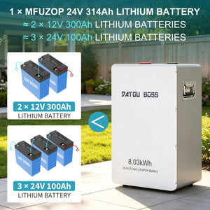 DATOUBOSS 24V 314Ah LiFePO4 Solar Battery, 8kWh Energy Storage with 150A BMS & Mobile Bluetooth Control for Home & Off-Grid Systems - DATOUBOSSSPB12D24314A01US