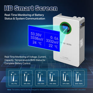DATOUBOSS 51.2V 100Ah LiFePO4 Battery, 5.12kWh, 100A BMS , Wall - Mounted ,for Solar Home RV Energy Storage - DATOUBOSS Rechargeable Lifepo4 Batteries Voltage Converters InverterSP-DT-48100BG-A-EU