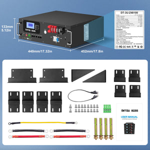 DATOUBOSS 51.2V 100Ah Rack Mount LiFePO4 Battery 5.12kWh GradeA+Cells Built-in BMS CAN/RS485 Communication with APP Bluetoooth for DIY RV Car Solar Home System - DATOUBOSS Rechargeable Lifepo4 Batteries Voltage Converters InverterSPB06D3UZ48100A01