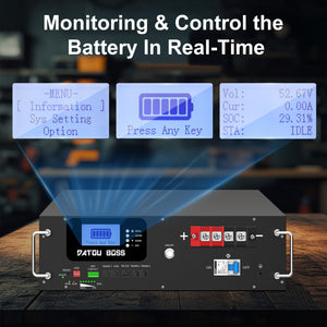DATOUBOSS 51.2V 100Ah Rack Mount LiFePO4 Battery 5.12kWh GradeA+Cells Built-in BMS CAN/RS485 Communication with APP Bluetoooth for DIY RV Car Solar Home System - DATOUBOSS Rechargeable Lifepo4 Batteries Voltage Converters InverterSPB06D3UZ48100A01