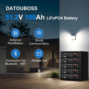 DATOUBOSS 51.2V 100Ah Rack Mount LiFePO4 Battery 5.12kWh GradeA+Cells Built - in BMS CAN/RS485 Communication with APP Bluetooothfor DIY RV Car Solar Home System - DATOUBOSS Rechargeable Lifepo4 Batteries Voltage Converters InverterSP-DT-3U-48100-A-EU