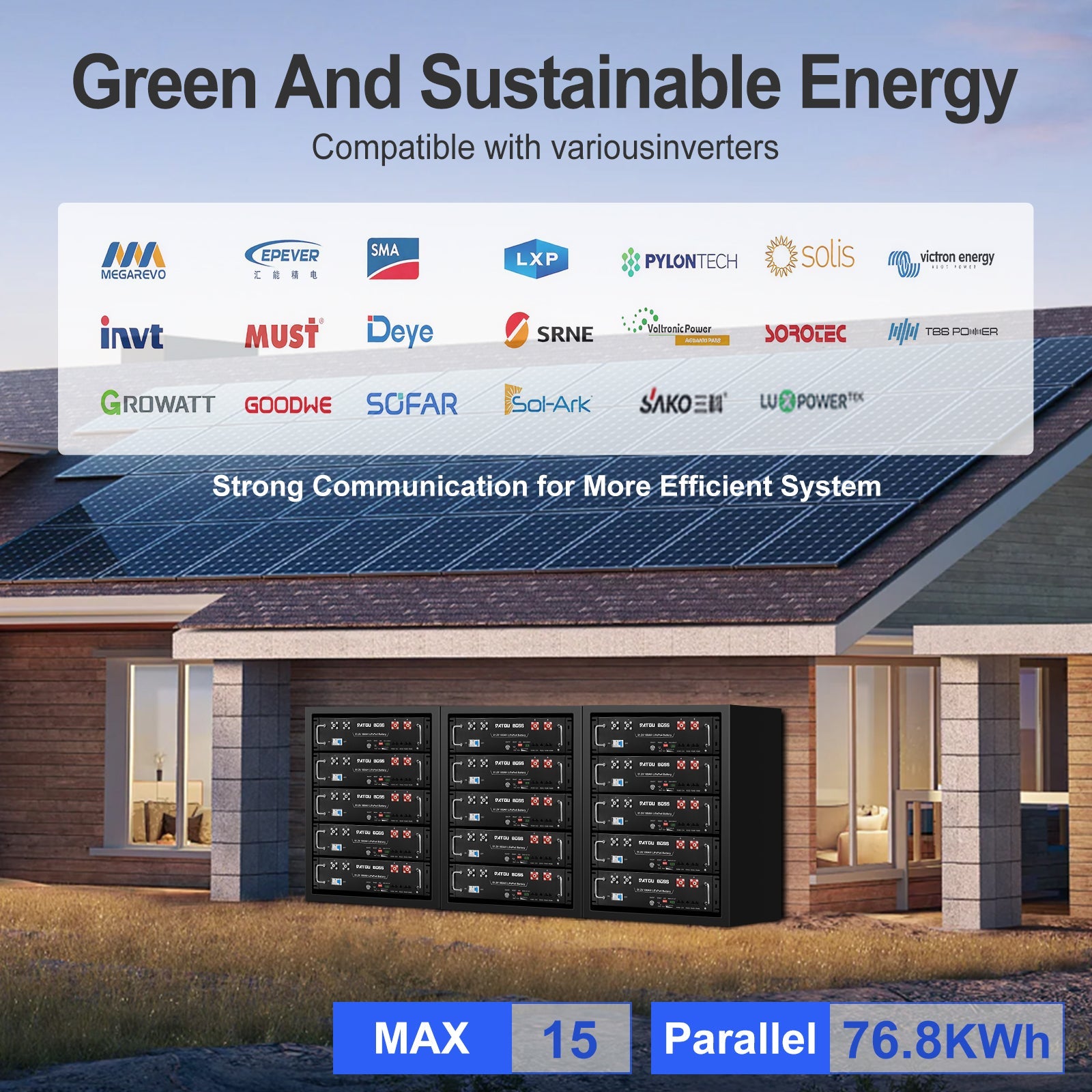 DATOUBOSS 51.2V 100Ah Rack Mount LiFePO4 Battery 5.12kWh GradeA+Cells Built - in BMS CAN/RS485 Communication with APP Bluetooothfor DIY RV Car Solar Home System - DATOUBOSS Rechargeable Lifepo4 Batteries Voltage Converters InverterSP-DT-3U-48100-A-EU