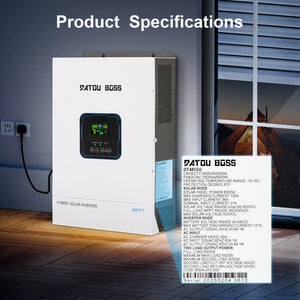 DATOUBOSS hybrid inverter, 48V to 110V, 5500W, supports off - grid, grid - connected, and hybrid modes, 50Hz/60Hz, AC 100V - 120V adjustable output voltage, MPPT controller, photovoltaic charging current up to 120A, suitable for solar power generation - DATOUBOSS Rechargeable Lifepo4 Batteries Voltage Converters InverterSP-DT-4855U-A-US