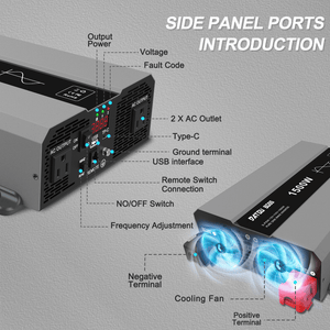 DATOUBOSS 12V to 110V power inverter dual smart cooling fans side panel